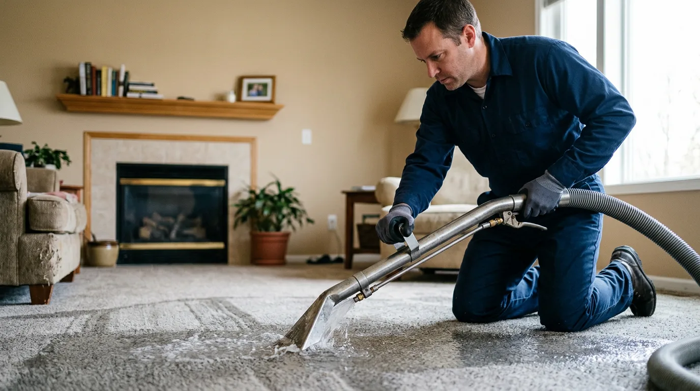Water damage restoration technician working near Pleasant Plains, AR